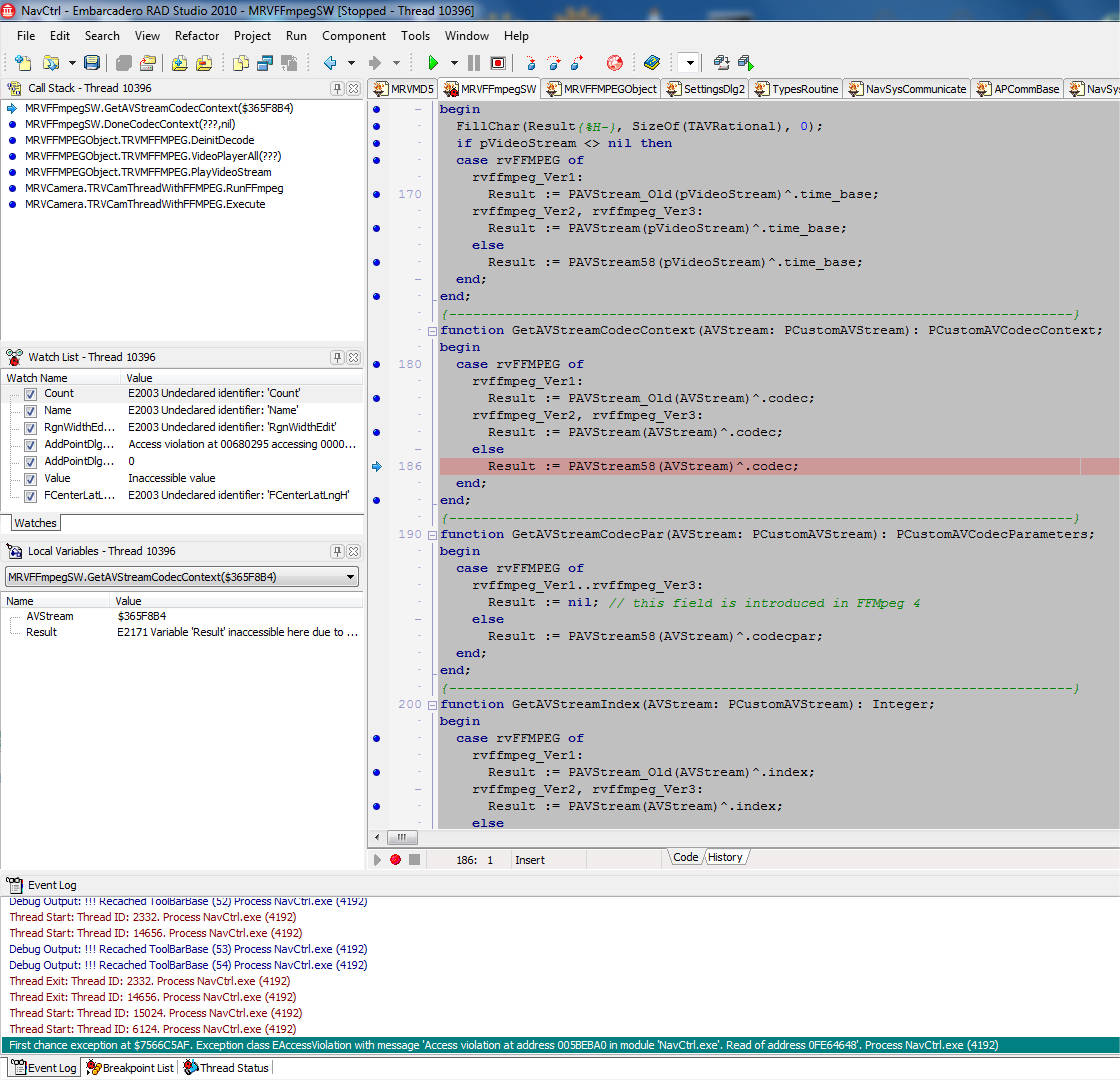 Access violation in TRVMFFMPEG.DeinitDecode function 2