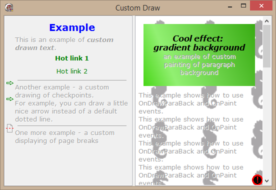 Custom drawing: Gradient paragraph background