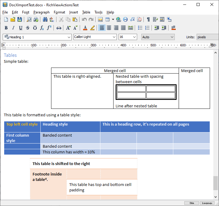 Microsoft Word Document opened in TRichView editor